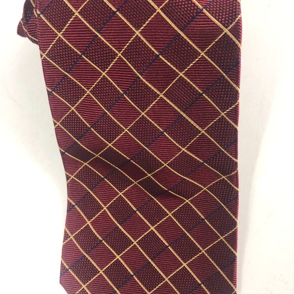 Faconnable Men's Maroon Diamonds 100% Silk Necktie Handmade In France Jacquard - Picture 2 of 5